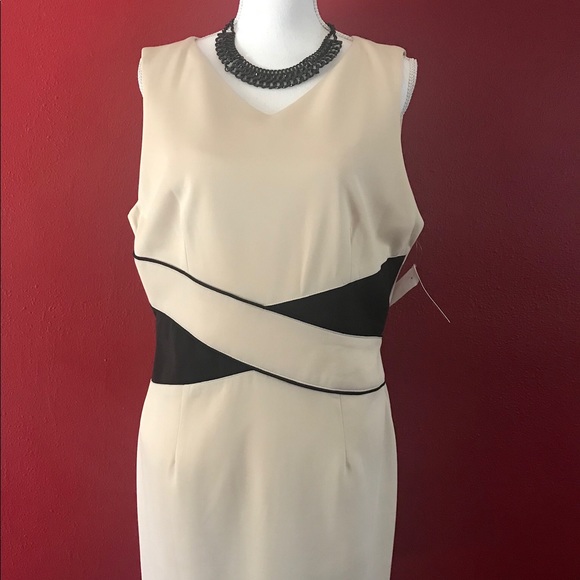 NWT: Studio One, Beige dress w/ black accents Sz16 - Picture 5 of 11